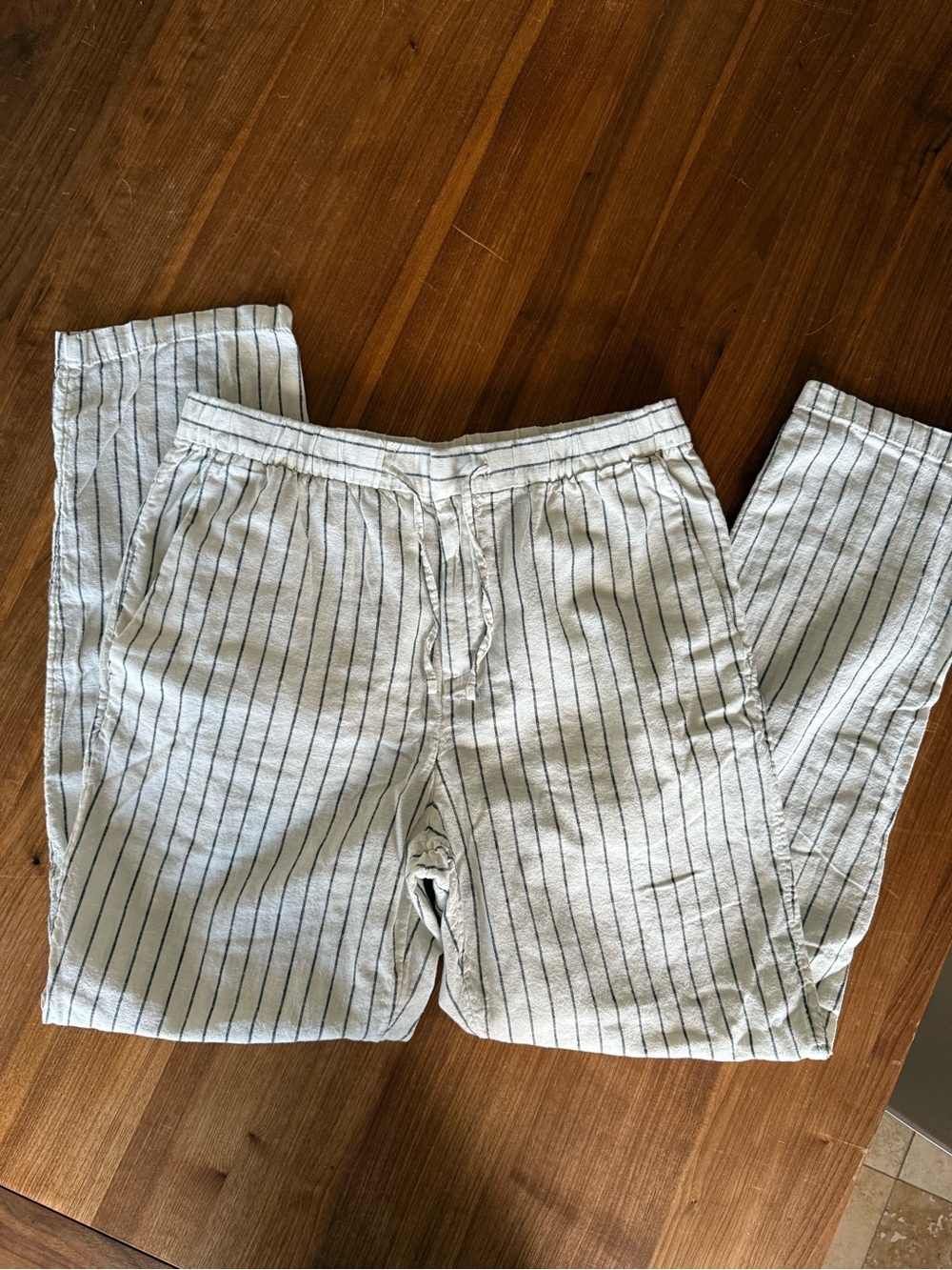 Linen Cotton Pinstripe Pants Trousers Regular H&M